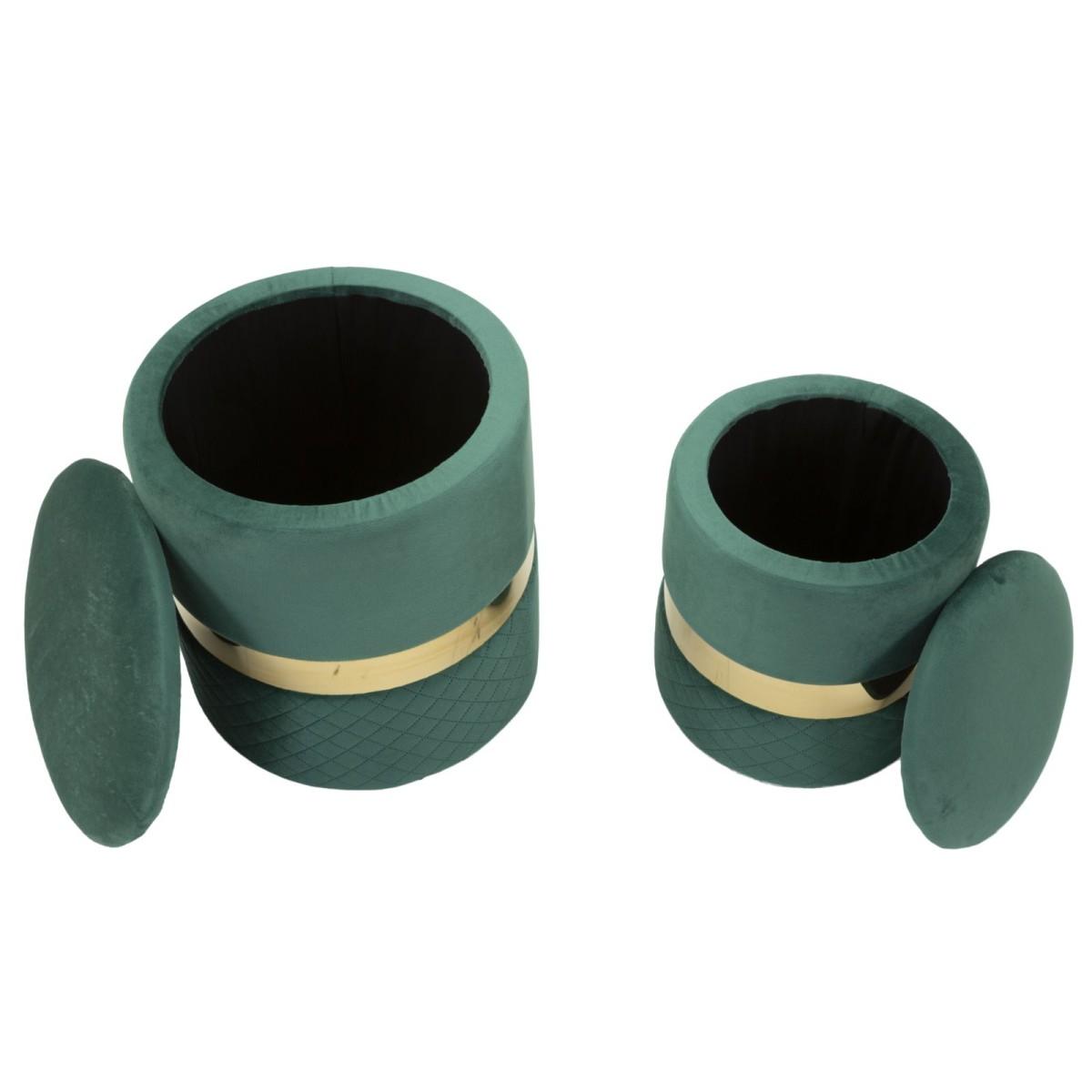 Puff c/contenitore sheffild verde set 2 pz cm Ø 37x42-28x35