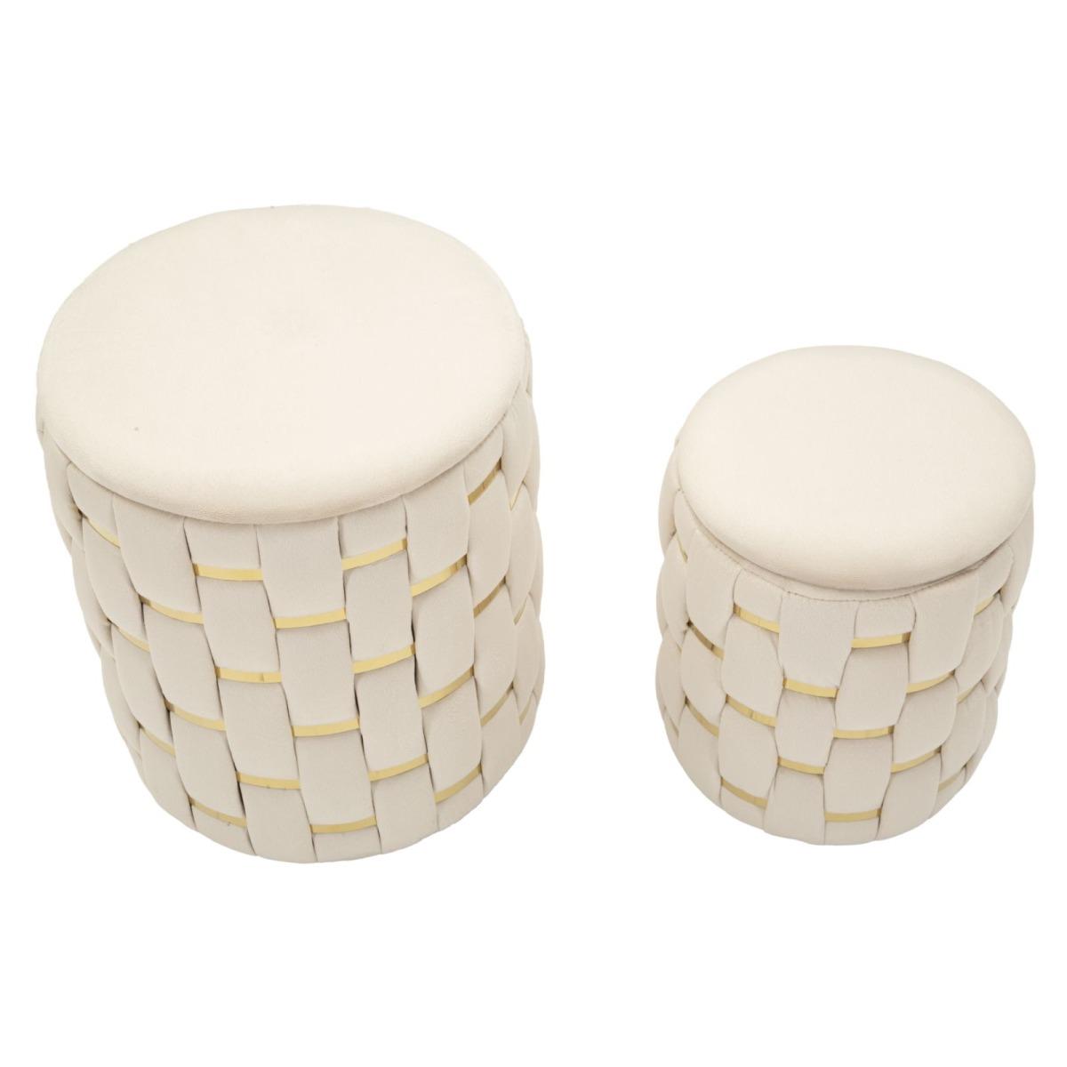 Puff c/contenitore shanty crema set 2 pz cm Ø 37x42-28x35