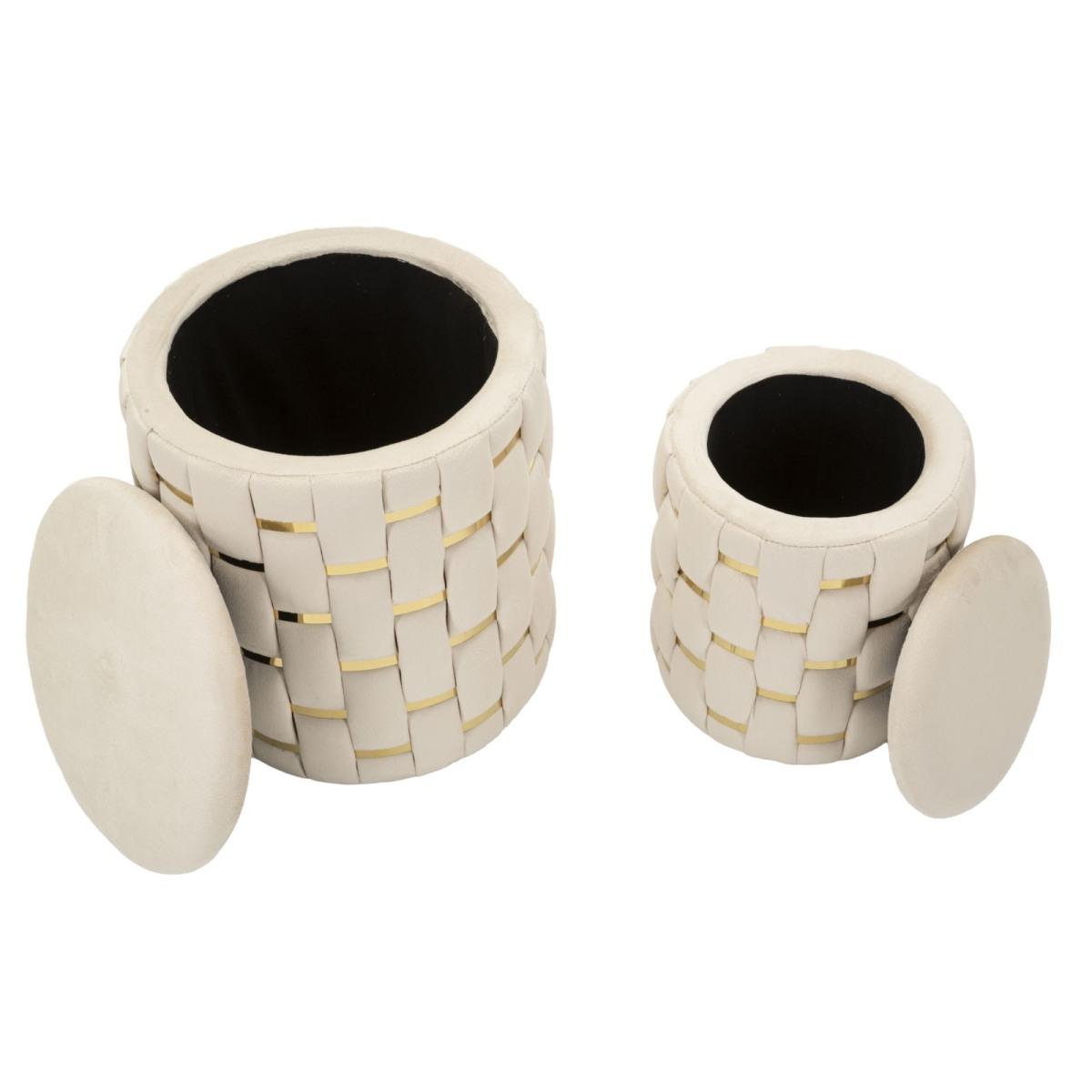 Puff c/contenitore shanty crema set 2 pz cm Ø 37x42-28x35