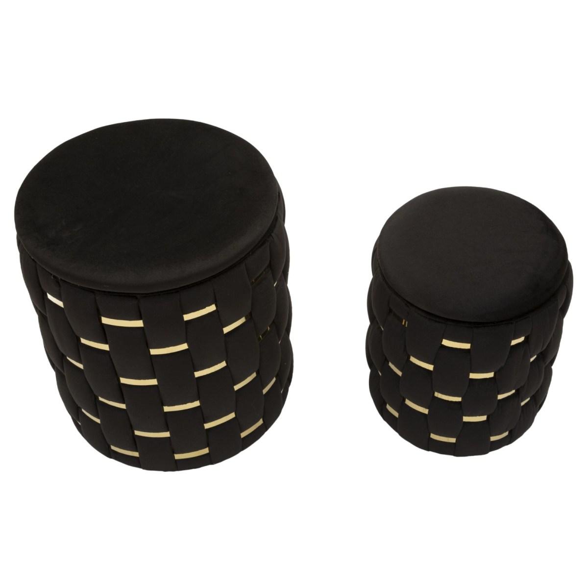Puff c/contenitore shanty nero set 2 pz cm Ø 37x42-28x35