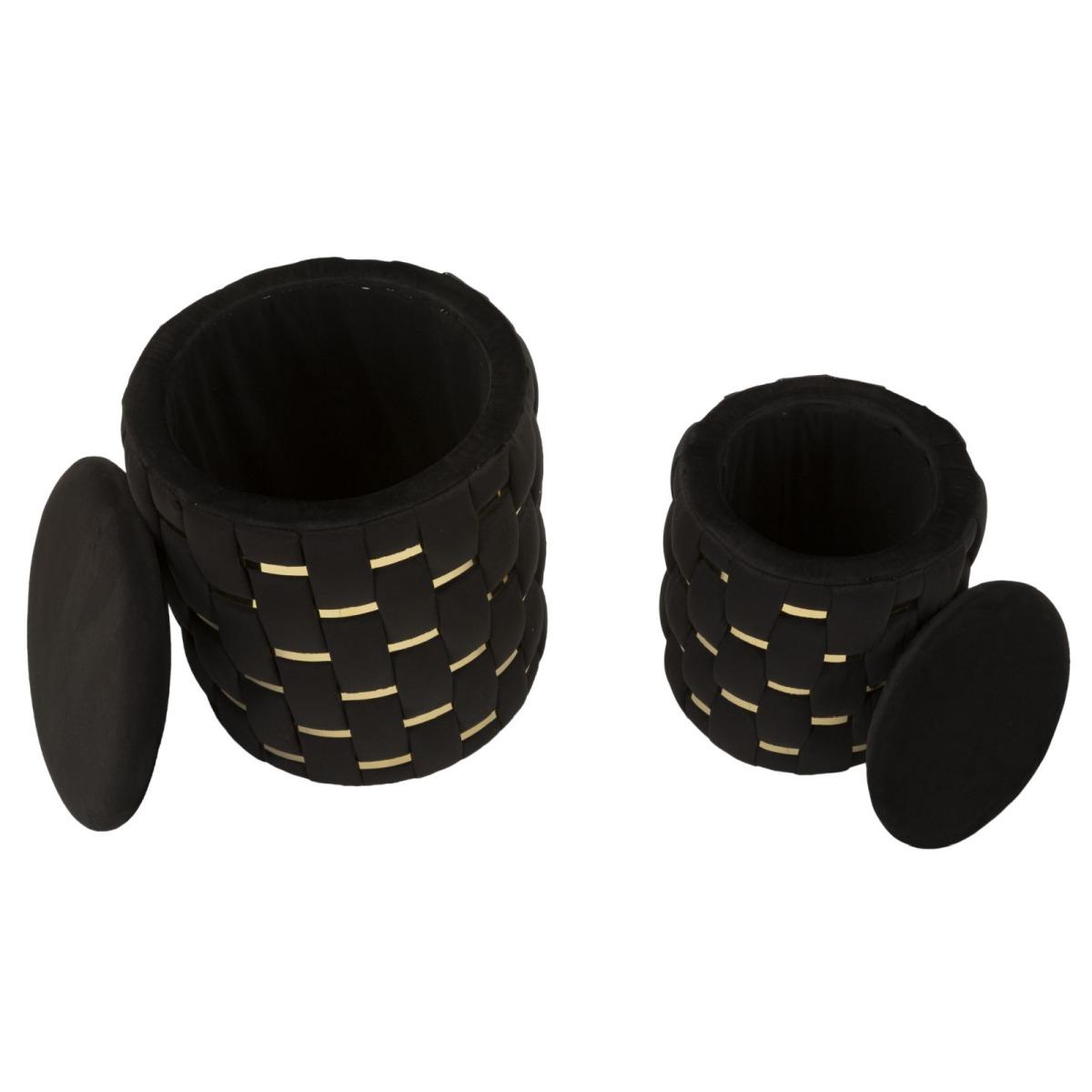 Puff c/contenitore shanty nero set 2 pz cm Ø 37x42-28x35