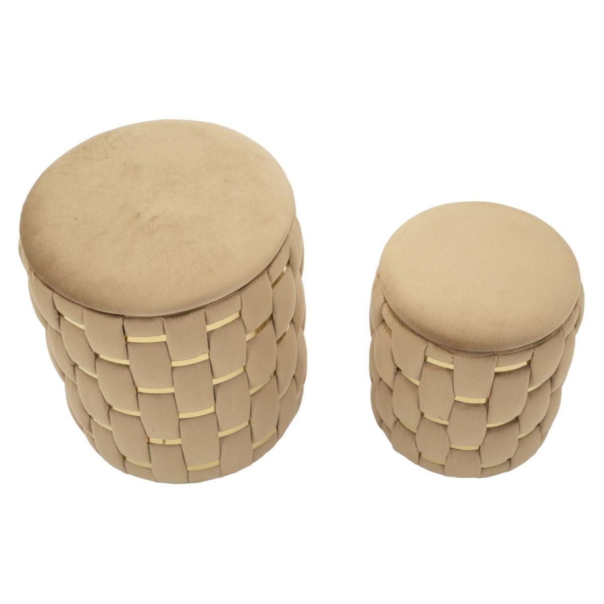 Puff c/contenitore shanty oro set 2 pz cm Ø 37x42-28x35