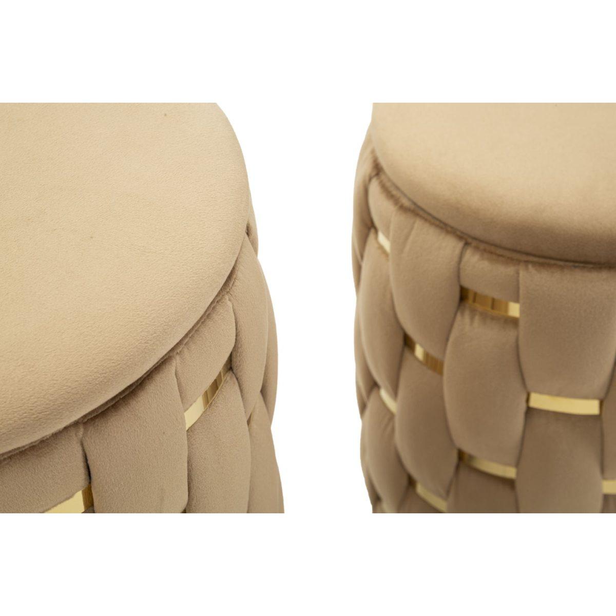 Puff c/contenitore shanty oro set 2 pz cm Ø 37x42-28x35