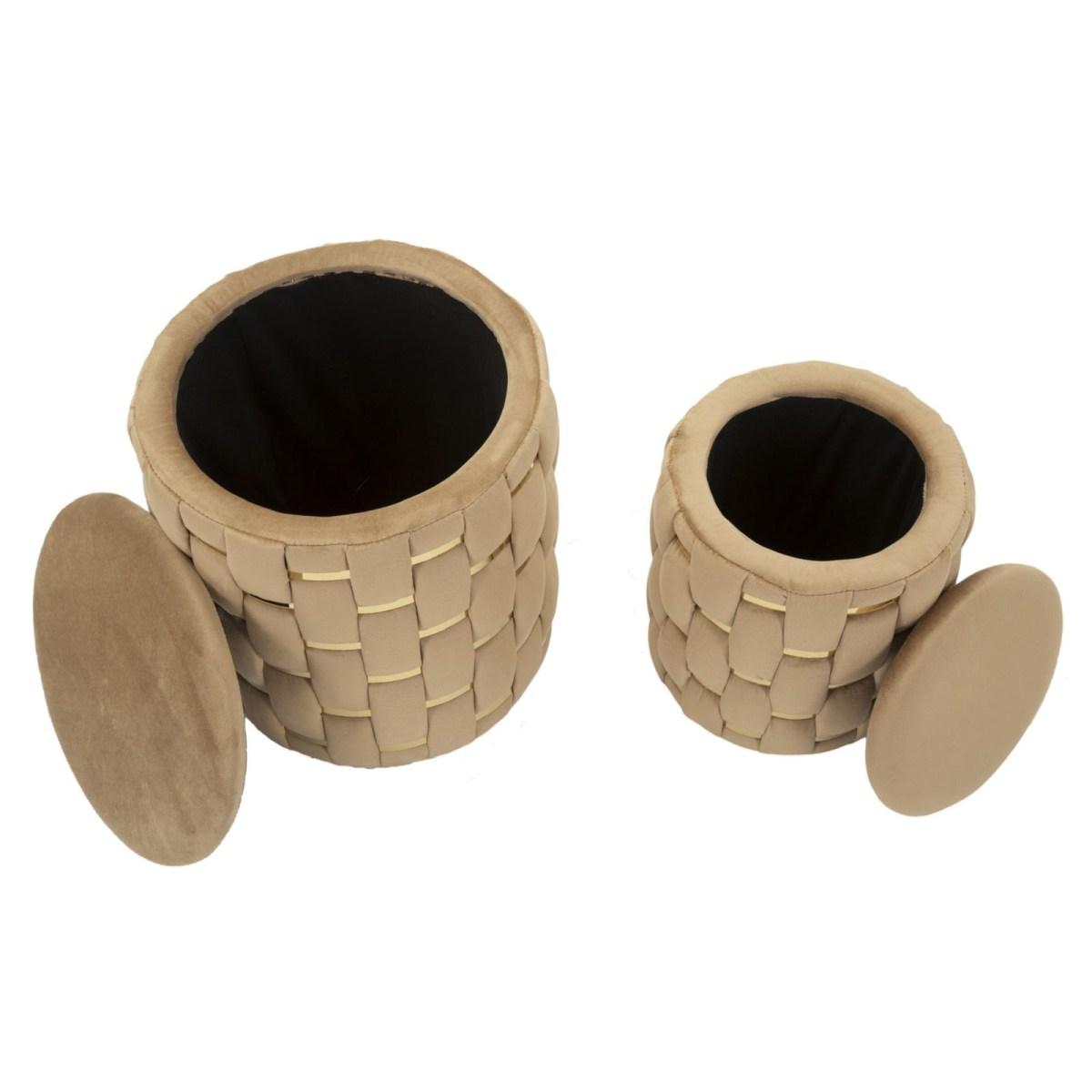 Puff c/contenitore shanty oro set 2 pz cm Ø 37x42-28x35