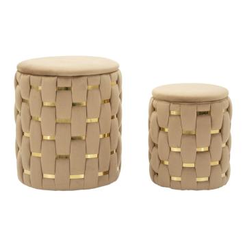 Puff c/contenitore shanty oro set 2 pz cm Ø 37x42-28x35