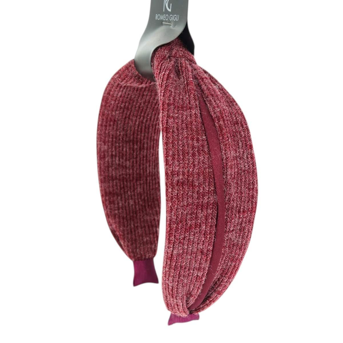 Cerchietto in tessuto a costine bordeaux RG Romeo Gigli