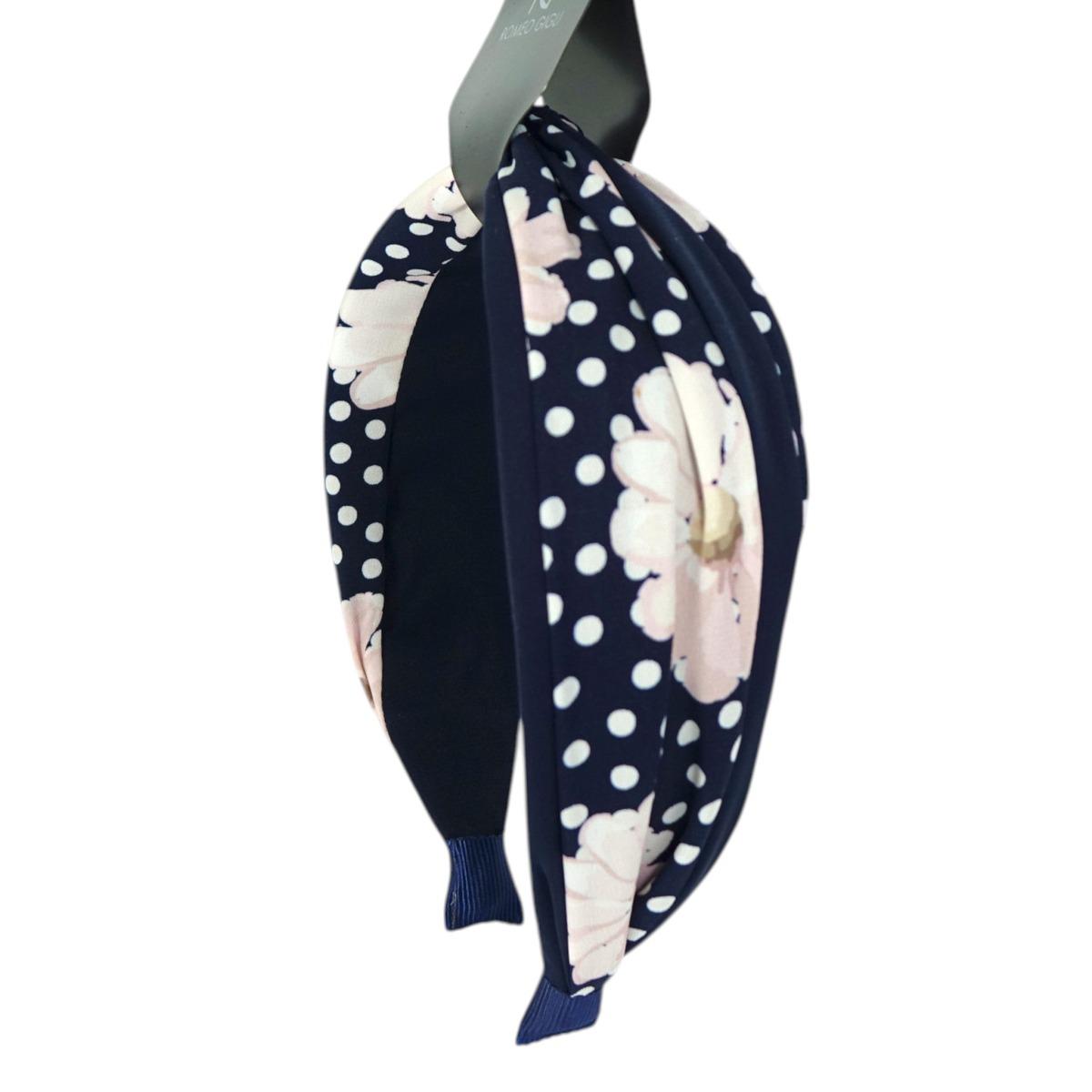 Cerchietto in tessuto blu stampa floreale e pois RG Romeo Gigli