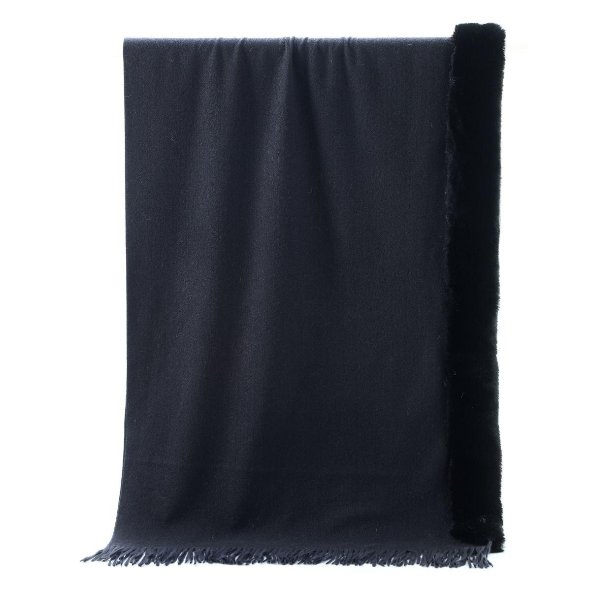 Sciarpa donna in acrilico lana e cashmire tinta unita profilo in pelliccia Capoverde