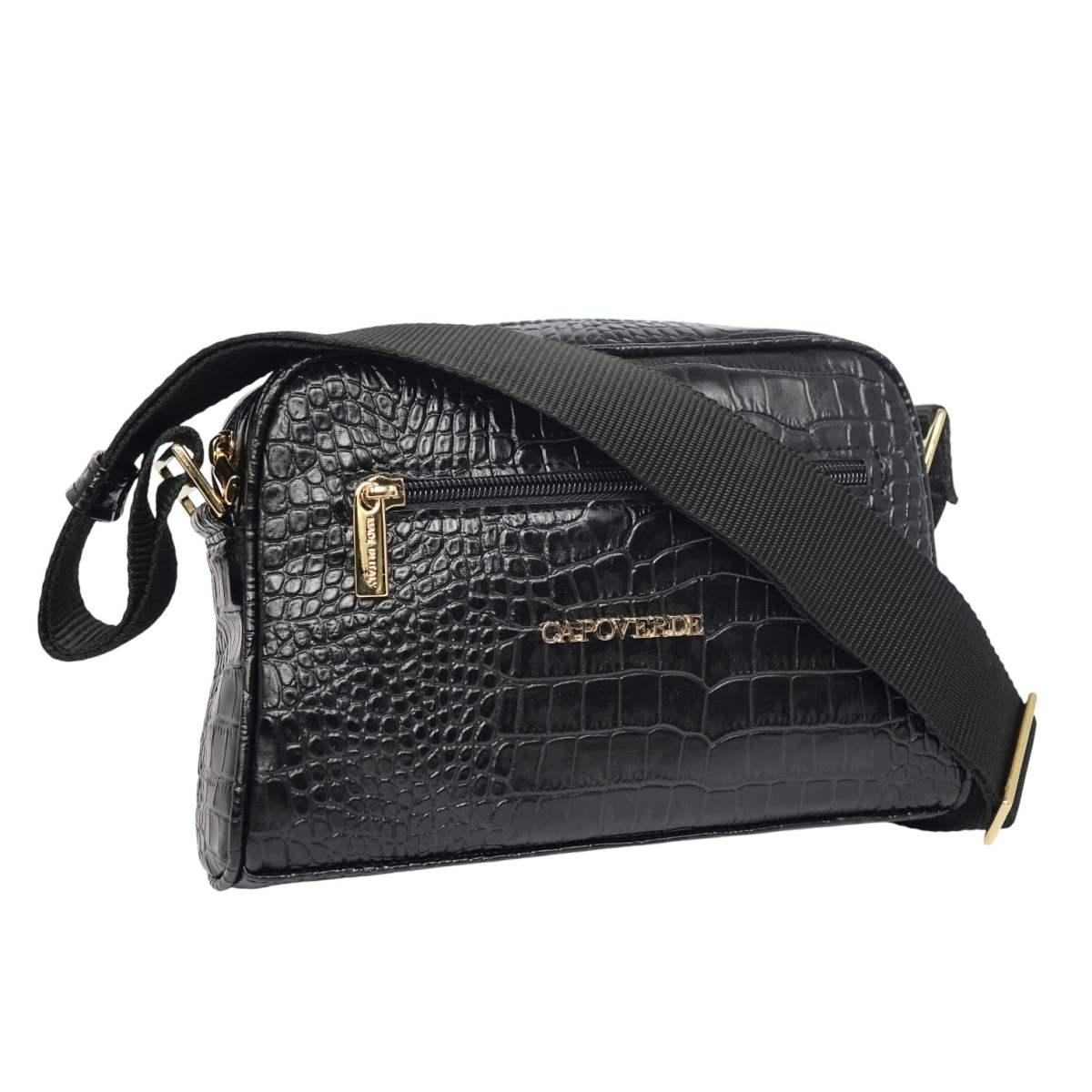 Tracolla donna in ecopelle stampa coccodrillo Capoverde Made in Italy