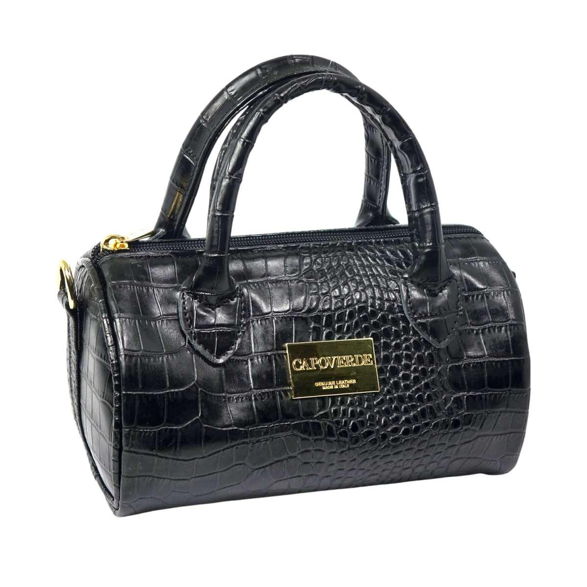 Borsa baulettino donna in ecopelle stampa coccodrillo Capoverde Made in Italy