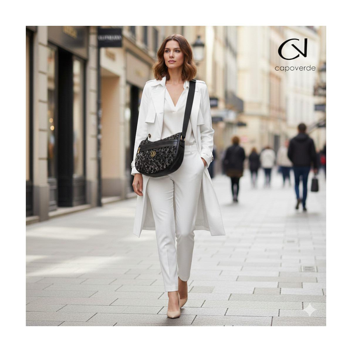 Tracolla donna in tessuto maculato cangiante Capoverde Made in Italy