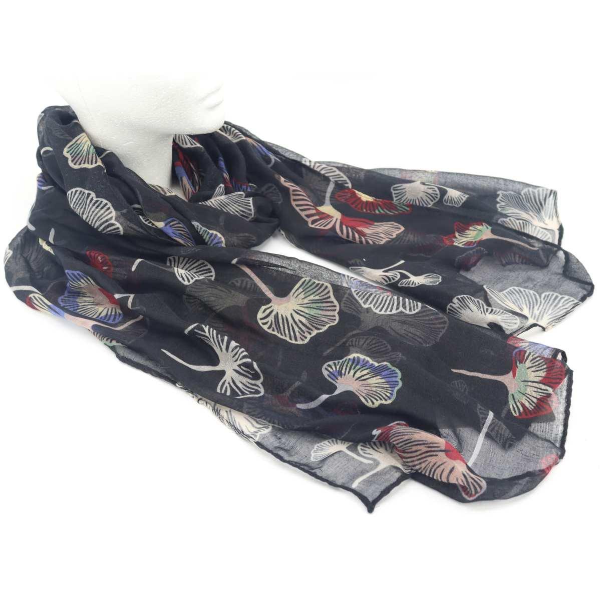 Sciarpa donna fantasia a foglie stilizzate in poliestere Roncato