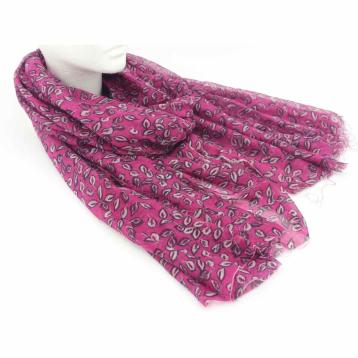 Sciarpa donna fantasia a foglie in poliestere roncato