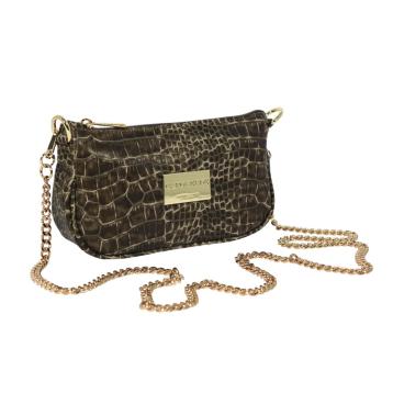 Tracolla donna capoverde in ecopelle stampa coccodrillo made in italy