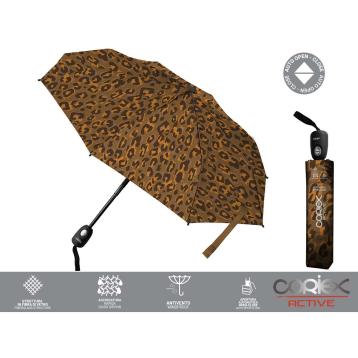 Ombrello active donna mini open close leopardato marrone