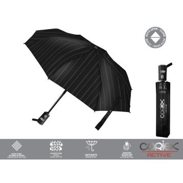 Ombrello active uomo mini open close gessato nero