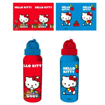 Borraccia in alluminio con cannuccia 550 ml Hello Kitty