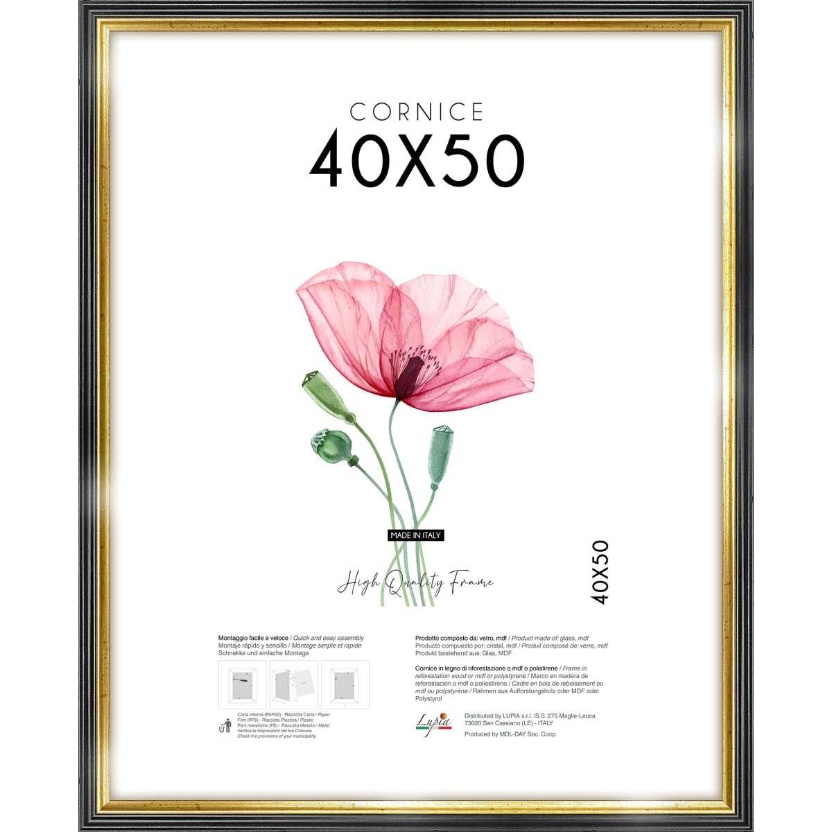 Cornice portafoto black gold 40x50 cm Lupia