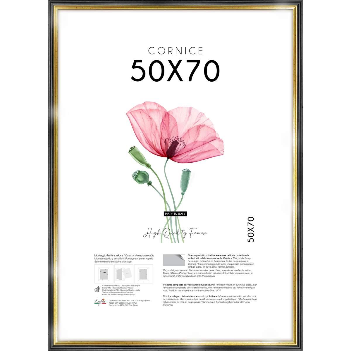 Cornice portafoto black gold 50x70 cm Lupia