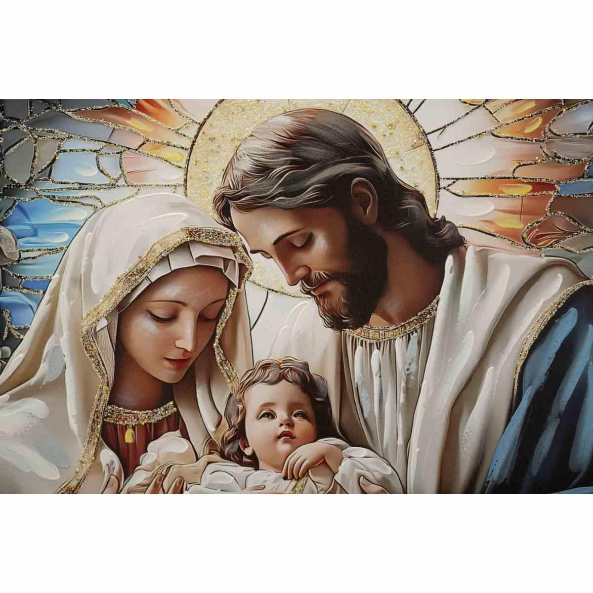 Stampa dipinta su tela laccata nativita' c/cornice cm 102x4x72