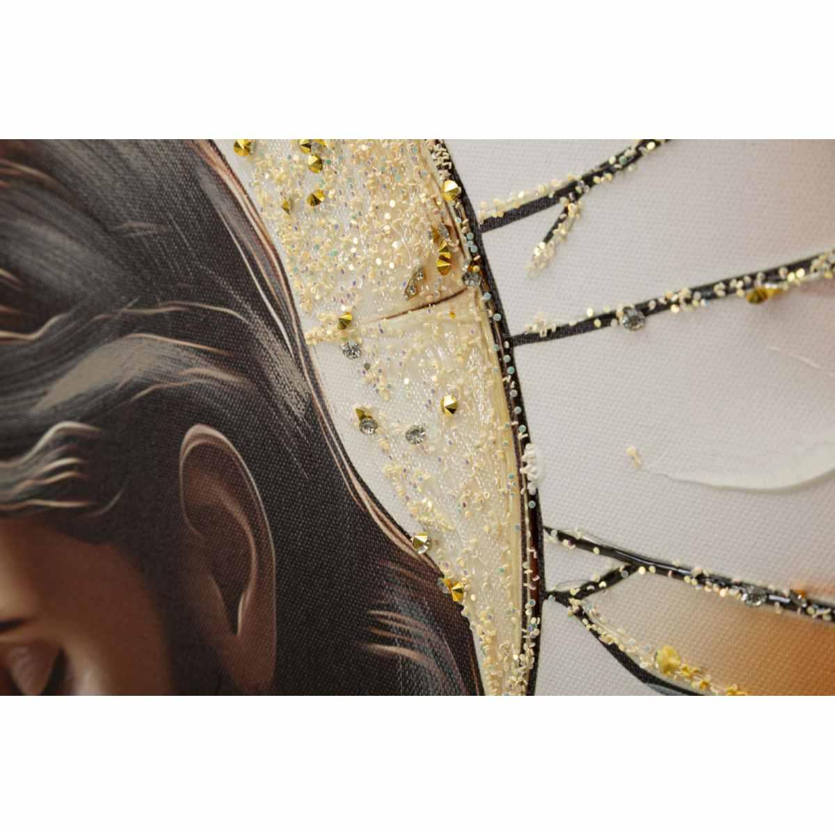 Stampa dipinta su tela laccata nativita' c/cornice cm 102x4x72