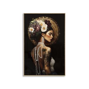 Stampa dipinta su tela laccata persian c/cornice -a- cm 62x3,5x92