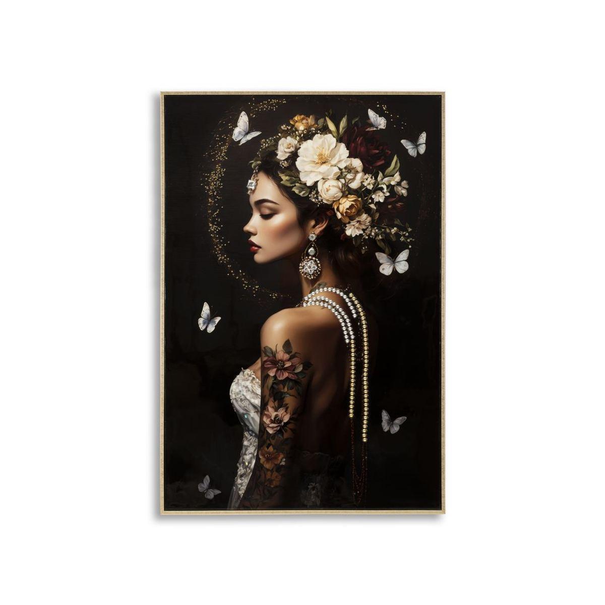 Stampa dipinta su tela laccata persian c/cornice -b- cm 62x3,5x92