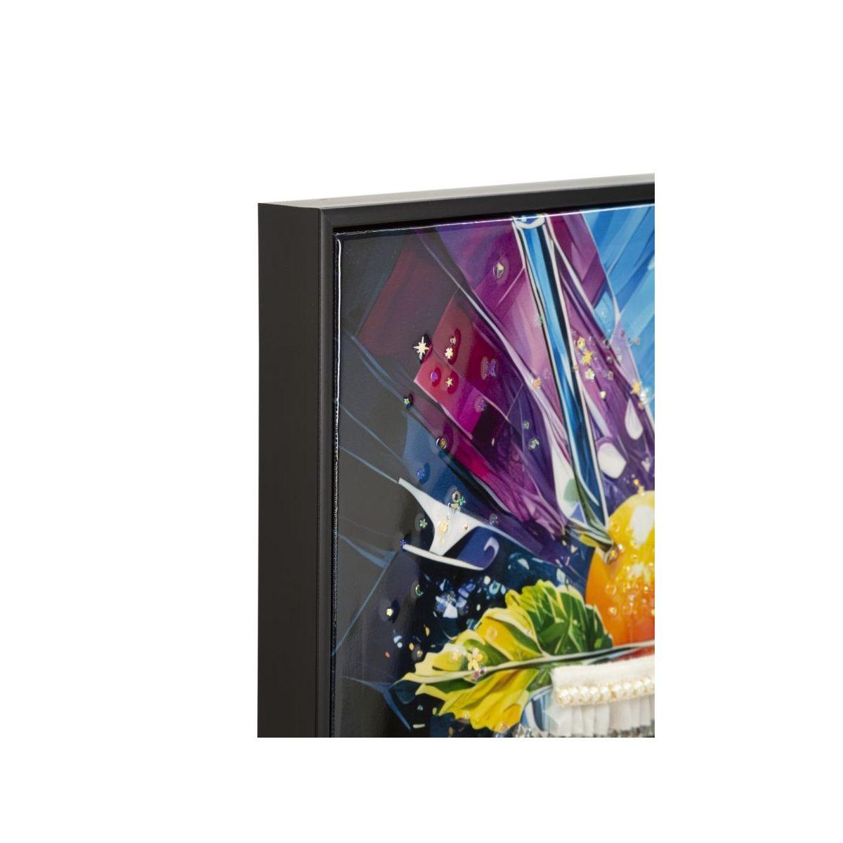 Stampa decorata su tela laccata c/cornice cocktail -a- cm 62x3,5x92