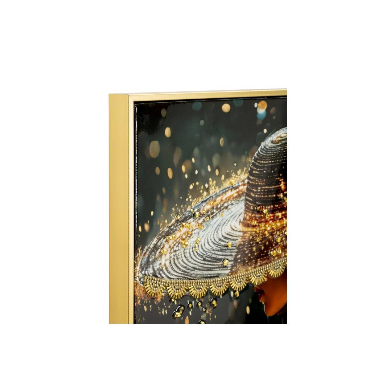 Stampa decorata su tela laccata c/cornice illumy -b- cm 62x3,5x92