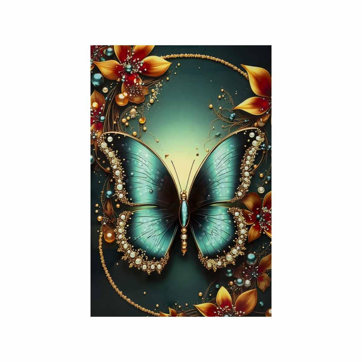 Stampa decorata su tela laccata c/cornice butterly -a- cm 70x4x100