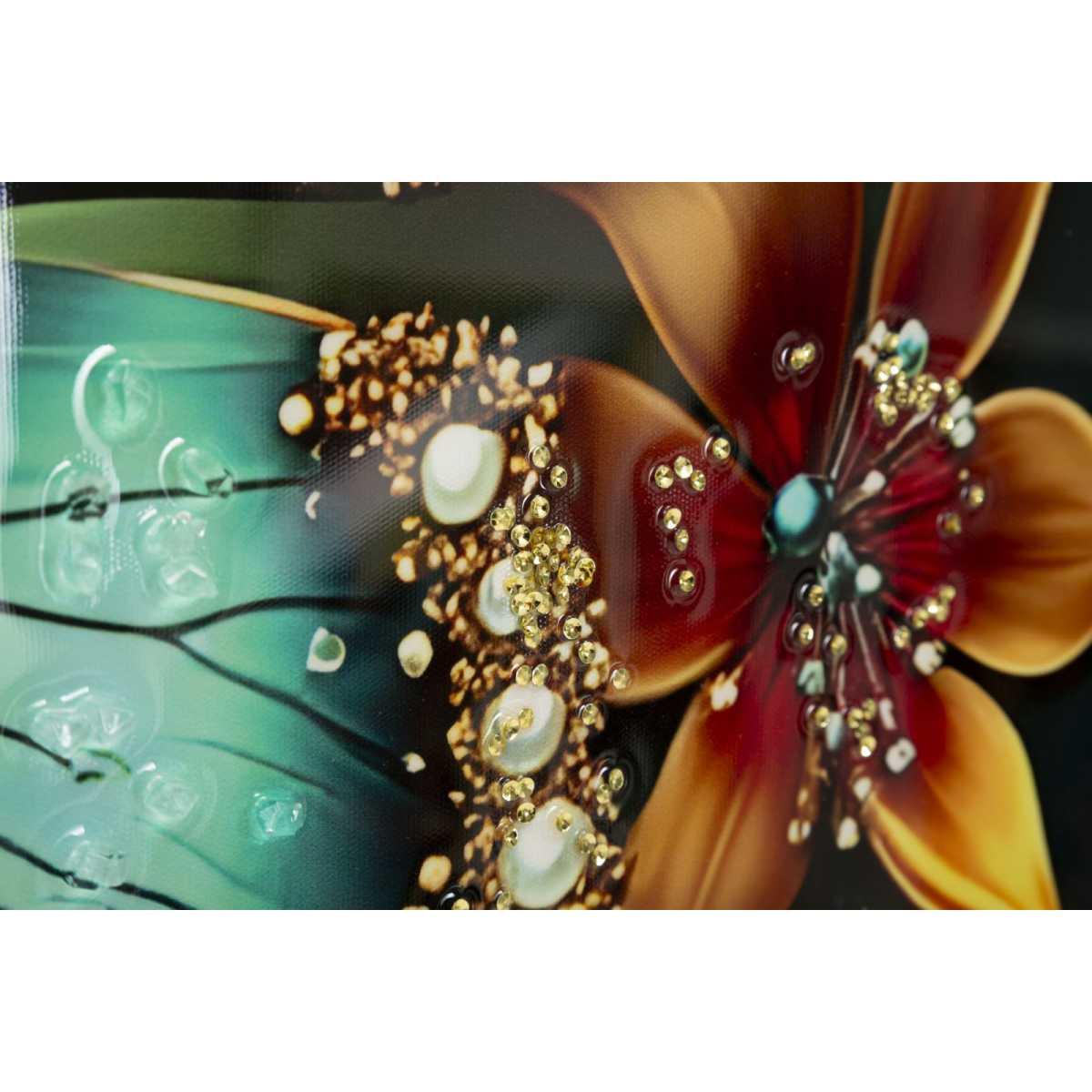 Stampa decorata su tela laccata c/cornice butterly -a- cm 70x4x100