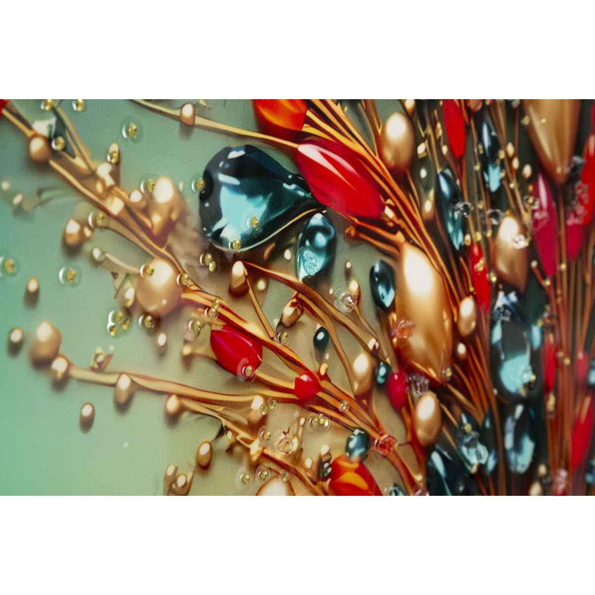 Stampa decorata su tela laccata c/cornice butterly -b- cm 70x4x100