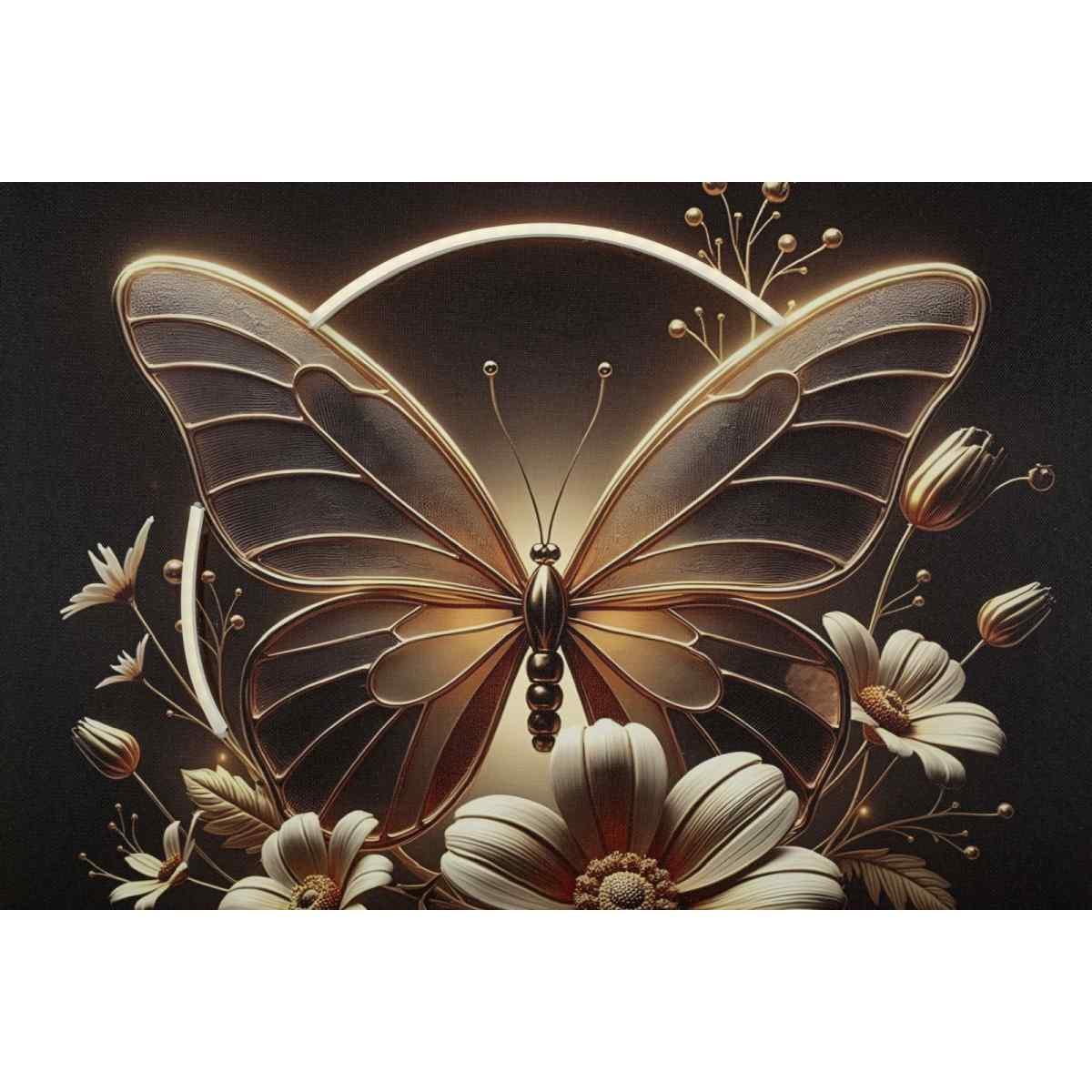 Stampa c/led su tela laccata c/cornice butterfly cm 50x4x50 alimentazione usb