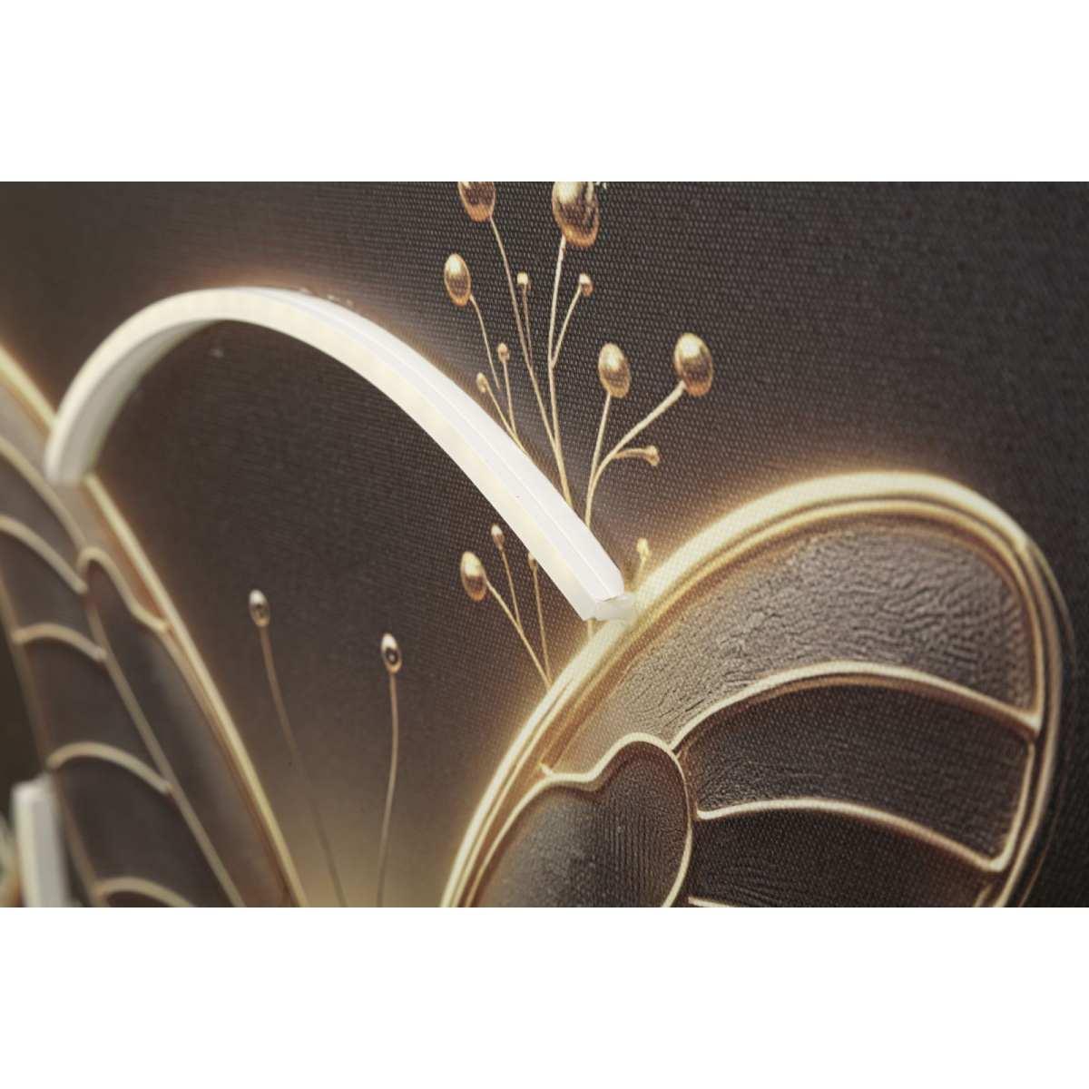 Stampa c/led su tela laccata c/cornice butterfly cm 50x4x50 alimentazione usb