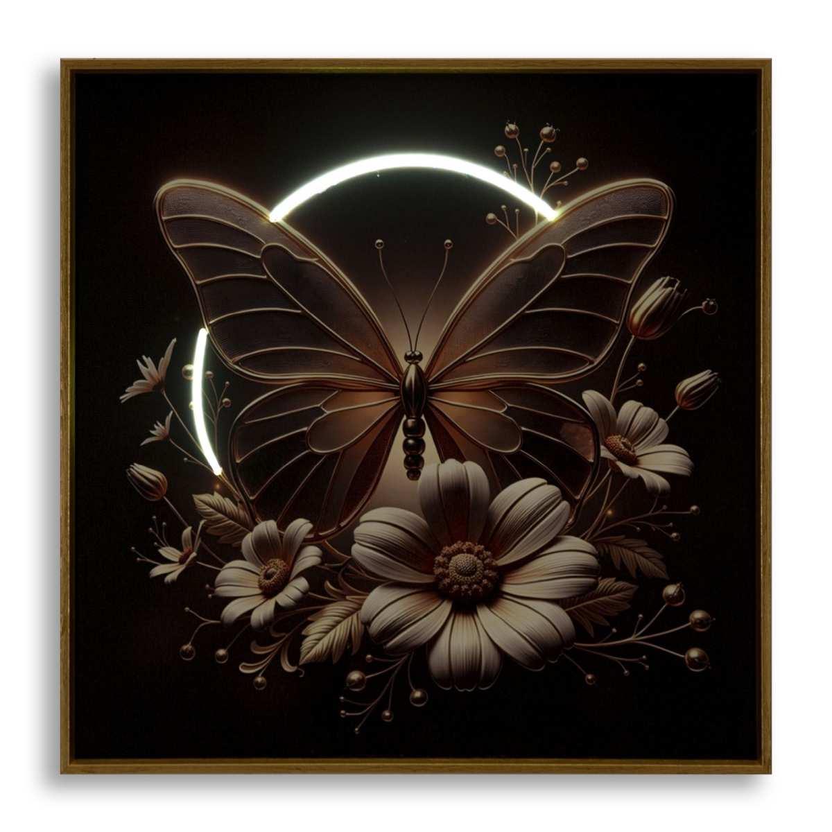 Stampa c/led su tela laccata c/cornice butterfly cm 50x4x50 alimentazione usb