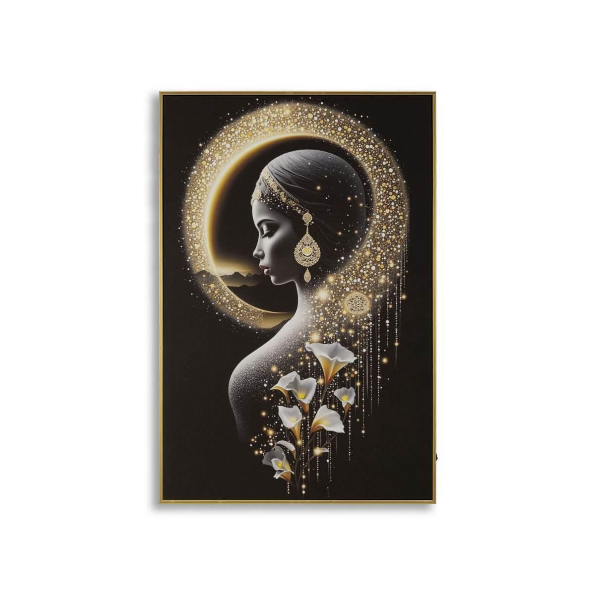 Stampa c/led su tela laccata c/cornice  inda cm 60x3,5x90 alimentazione batterie