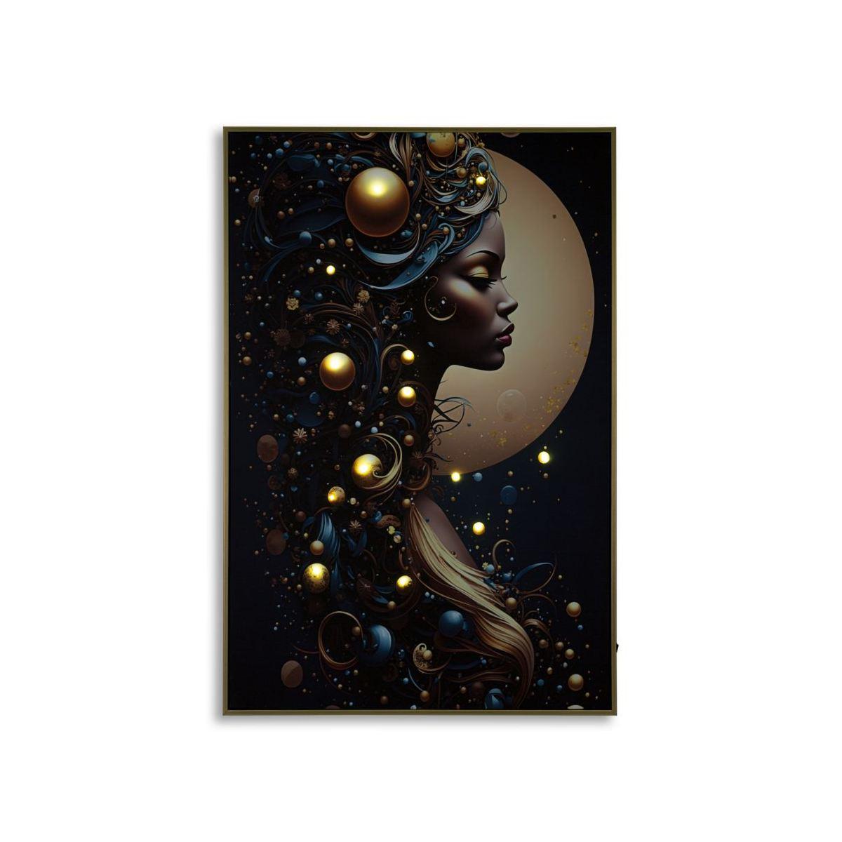 Stampa c/led su tela laccata c/cornice minerva -a- cm 60x3,5x90 alim. batterie