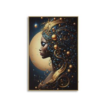 Stampa c/led su tela laccata c/cornice minerva -b- cm 60x3,5x90 alim. batterie