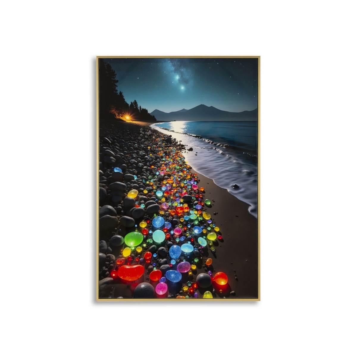 Stampa decorata su tela laccata c/cornice colors -b- cm 60x3,5x90