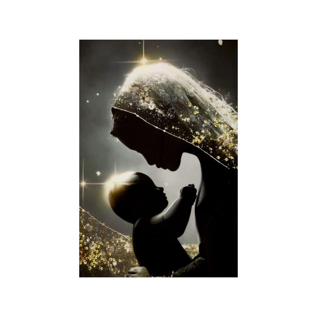 Stampa decorata su tela laccata c/cornice maternity -a- cm 60x3,5x90