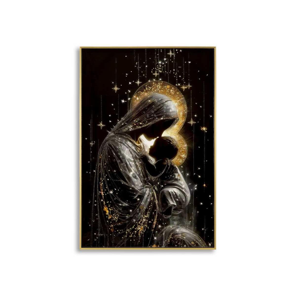 Stampa decorata su tela laccata c/cornice maternity -b- cm 60x3,5x90