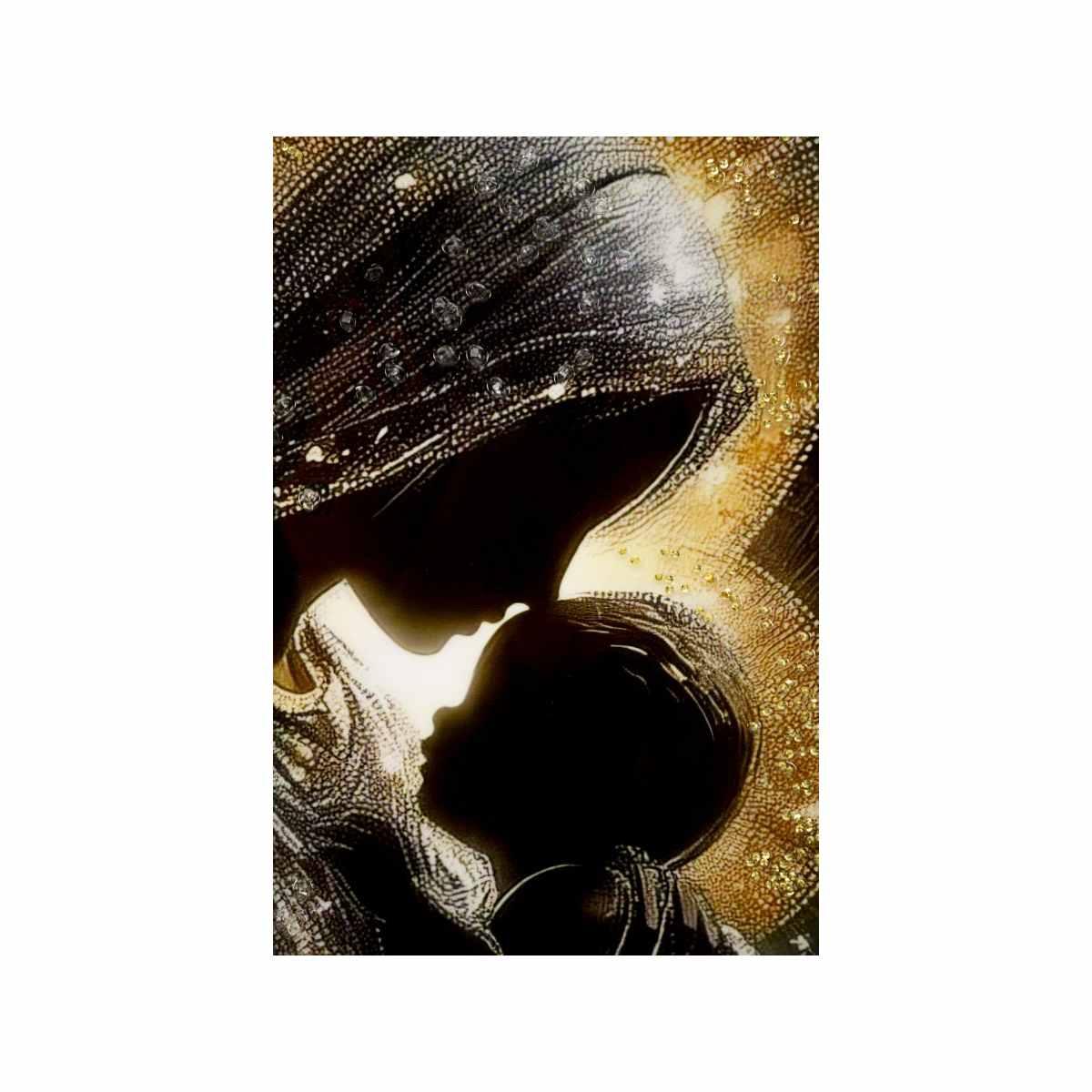 Stampa decorata su tela laccata c/cornice maternity -b- cm 60x3,5x90