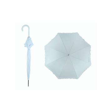 Ombrello in poliestere manuale sposa bianco e fusto cromato Blue Drop