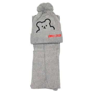 Set bimbo coordinato sciarpa e berretto in acrilico orsetto ricamato enrico coveri