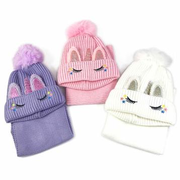 Completino bimba scaldacollo e cappellino magico unicorno le kikke