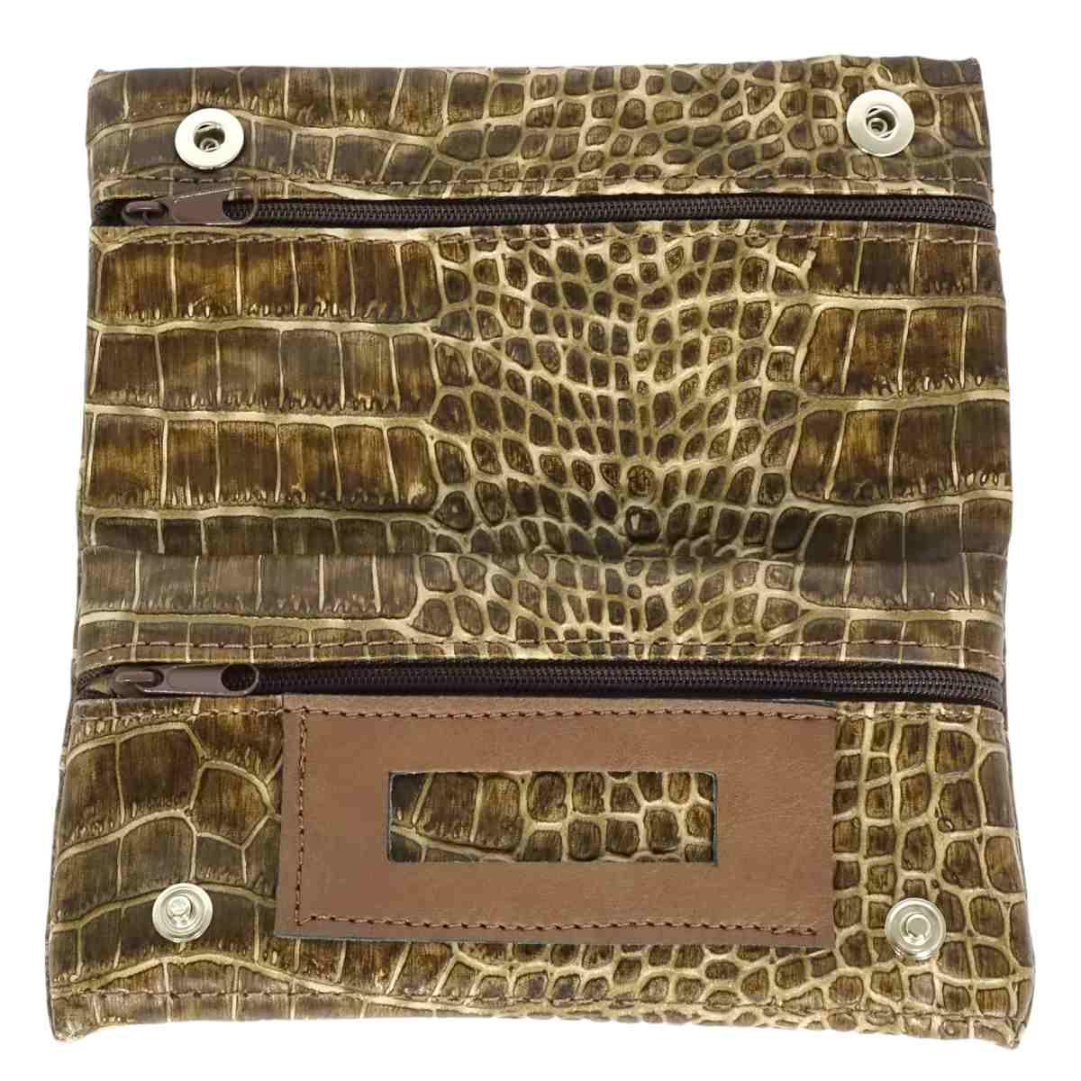 Portatabacco/Portafogli in ecopelle stampa coccodrillo Capoverde Made in Italy