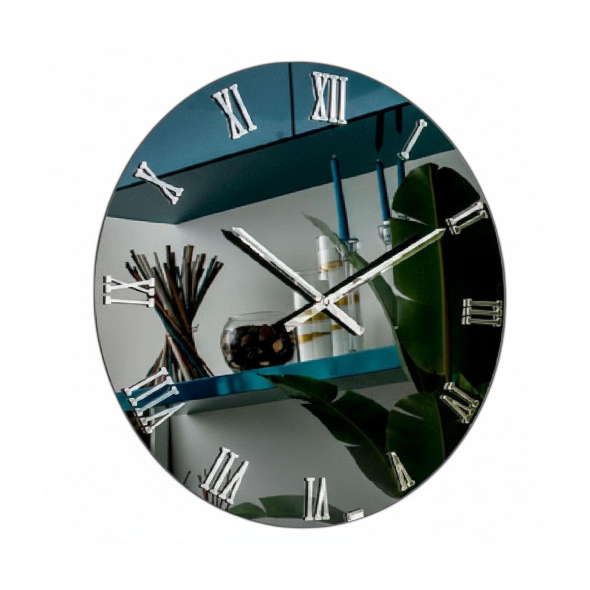 Orologio da parete in vetro temperato specchiato colore fum diametro 60 cm