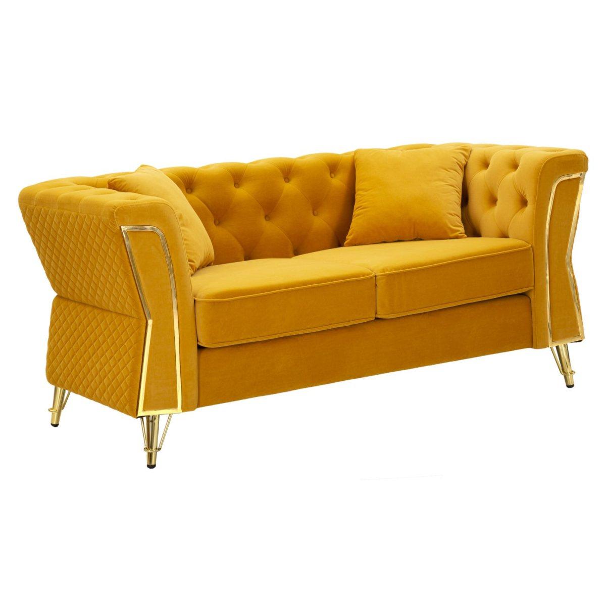 Divano emy senape c/cuscini cm 162x83x76