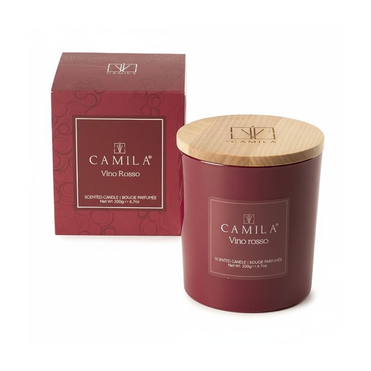 Candela profumata 200 gr d.9 x h.9 cm bordeaux fragranza vino rosso Camilia