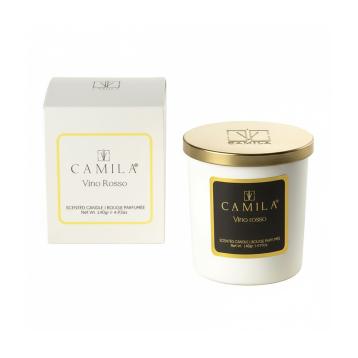 Candela profumata 140 gr d.7,5 x h.8 cm fraganza vino rosso Camilia